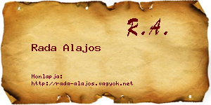 Rada Alajos névjegykártya
